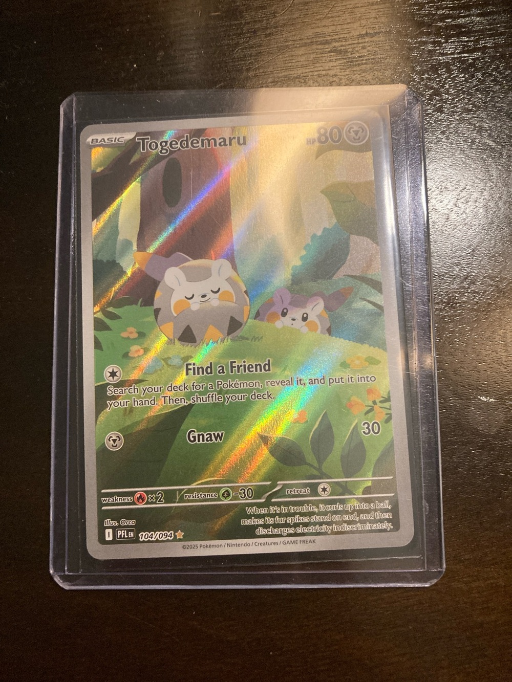 Pokemon Togedemaru Holographic Green and Gold Trading Card